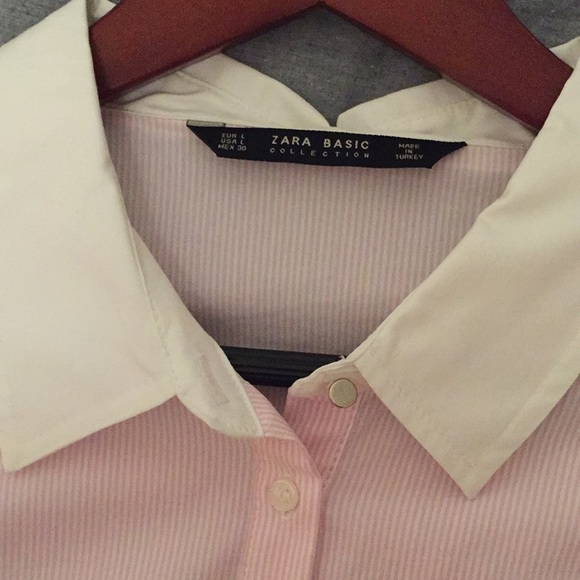 Zara Mid sleeve Pink/White Blouse - Picture 6 of 6
